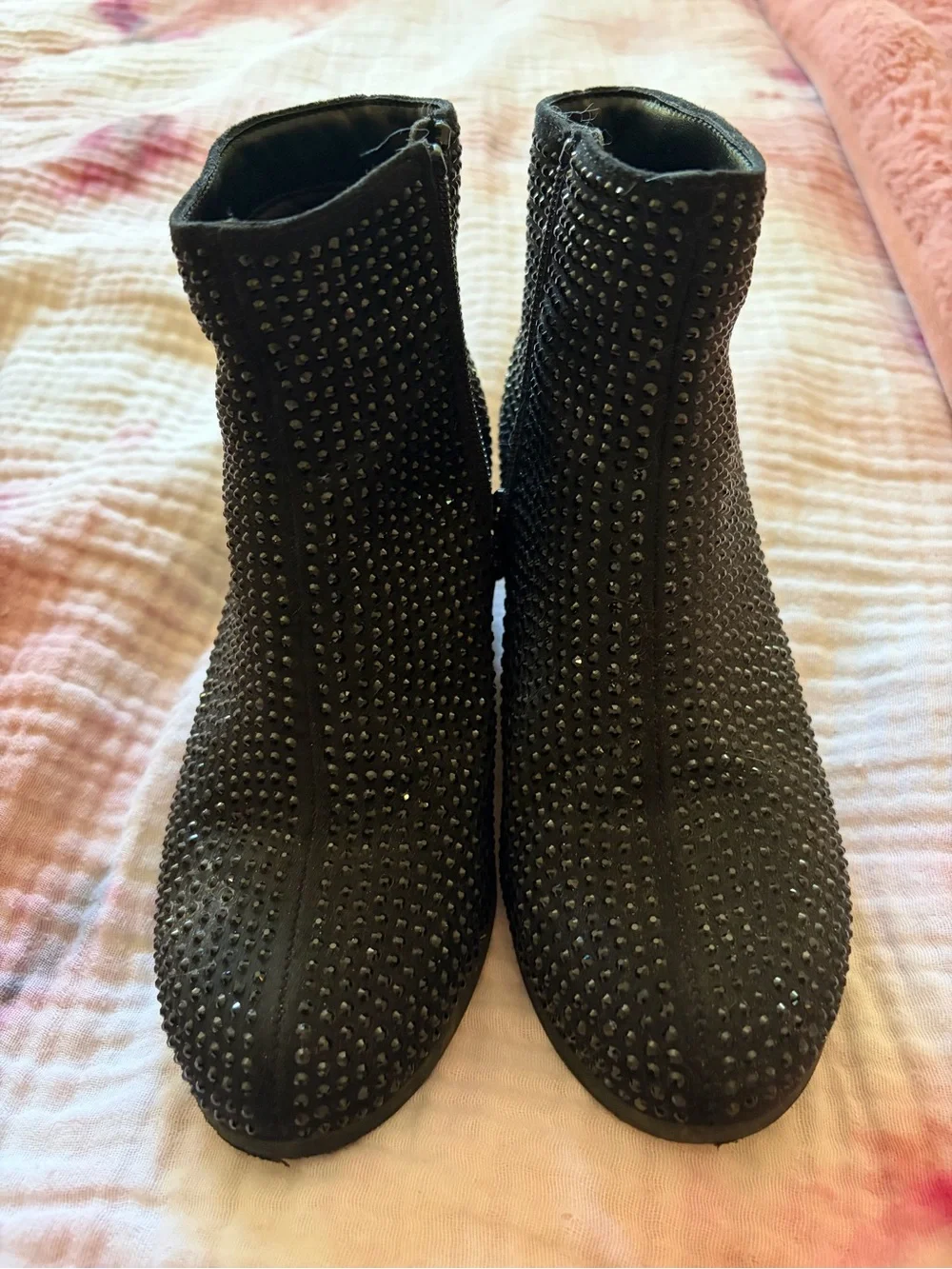 art class Black Rhinestone Heeled Girls' Ankle Boots